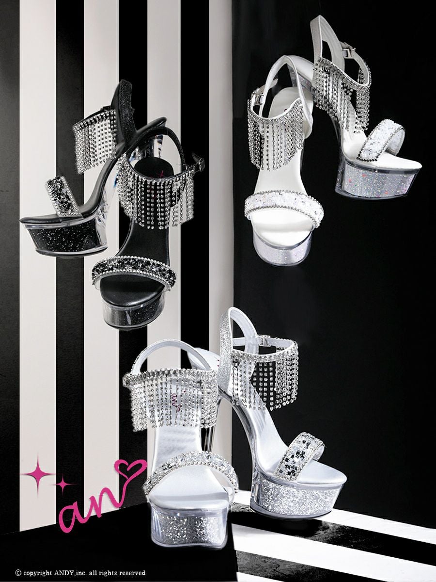 キャバドレス サンダル an アン ビジュー ピンヒール ストラップ付き