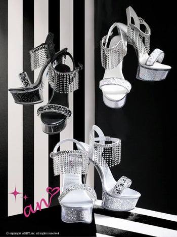 キャバドレス サンダル an アン ビジュー ピンヒール ストラップ付き