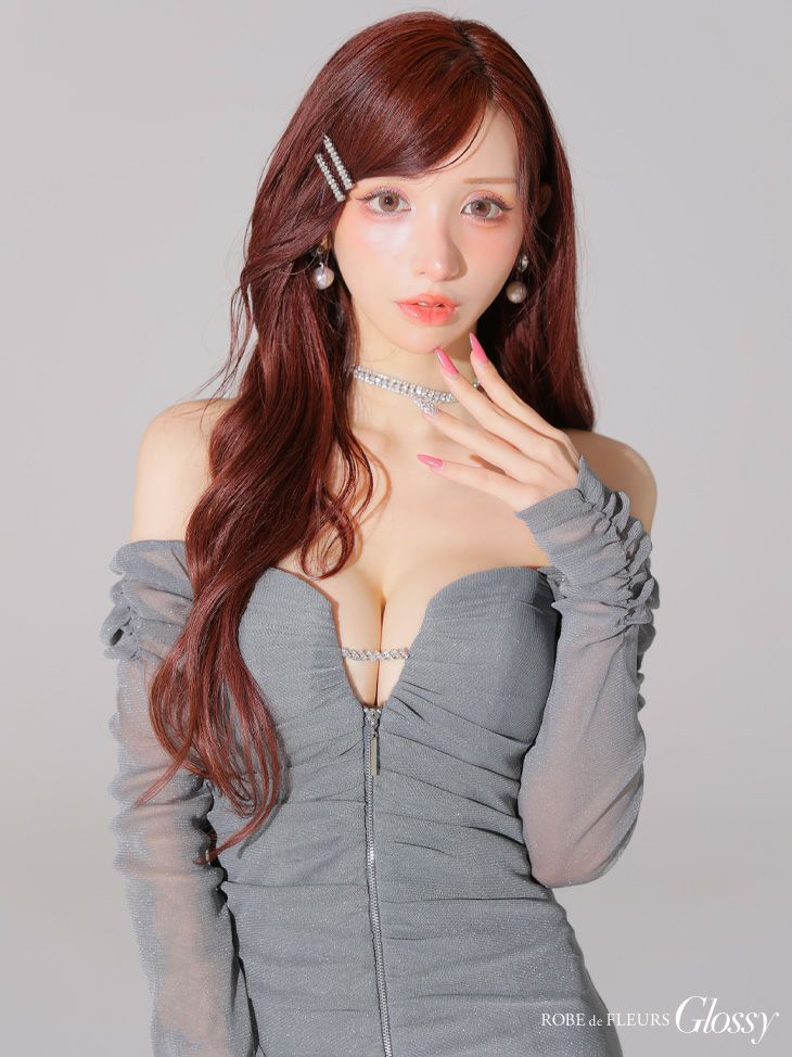 Glossy by ROBE de FLEURS/グロッシー】オフショルダー ジップデザイン