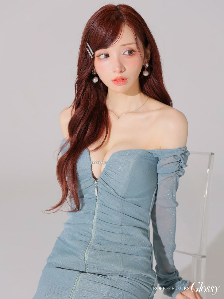 Glossy by ROBE de FLEURS/グロッシー】オフショルダー ジップデザイン