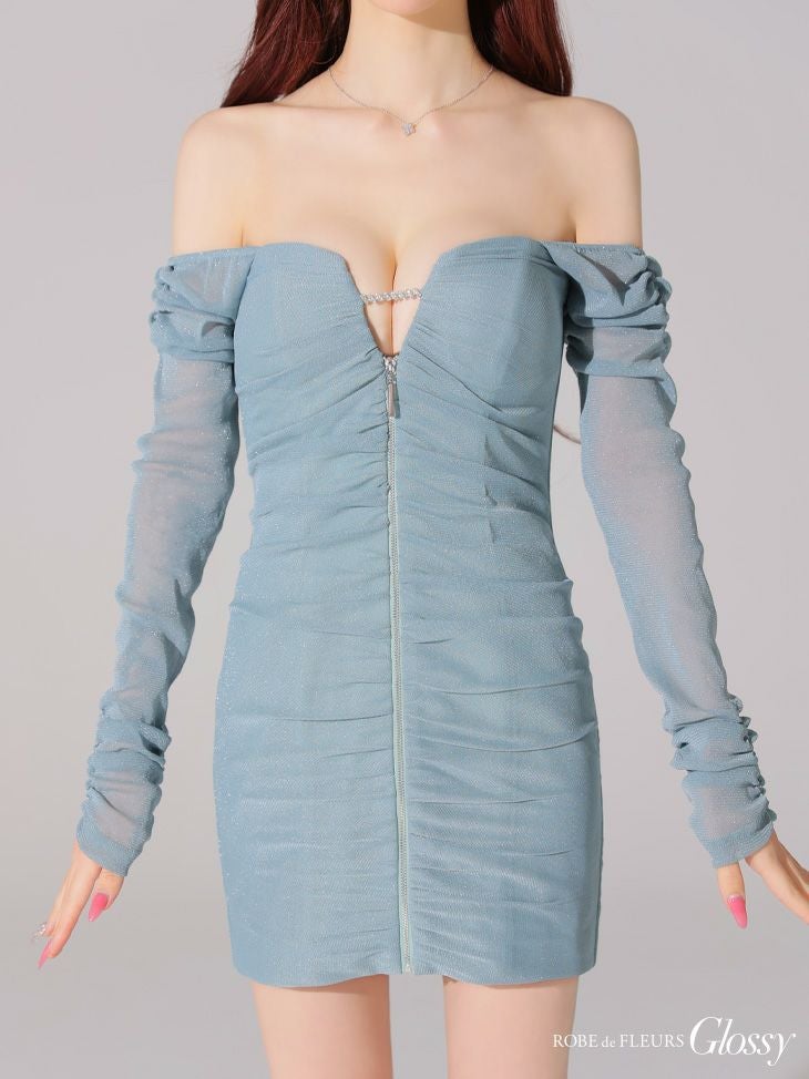 Glossy by ROBE de FLEURS/グロッシー】オフショルダー ジップデザイン