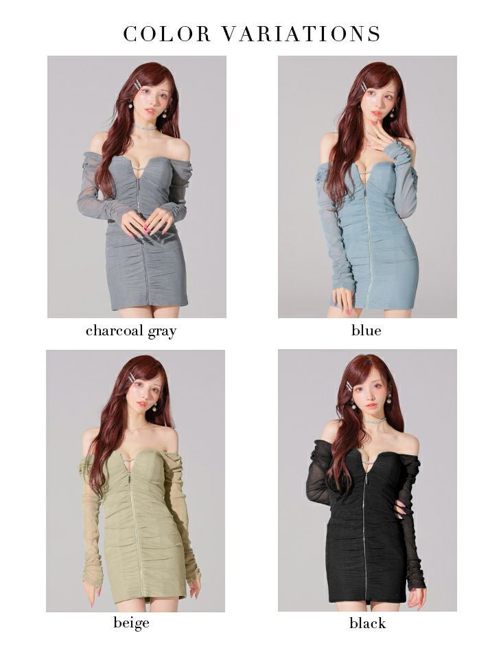 Glossy by ROBE de FLEURS/グロッシー】オフショルダー ジップデザイン