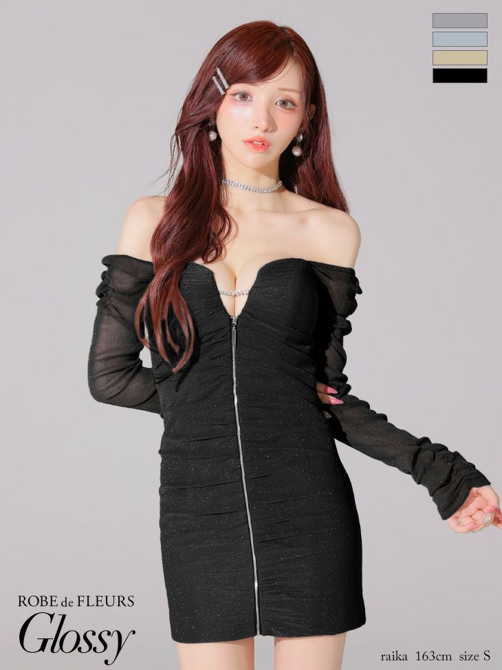 Glossy by ROBE de FLEURS/グロッシー】ジップデザイン セクシー ワン
