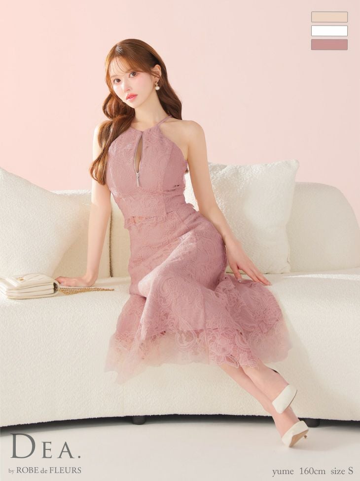 【新品未使用】DEA. ローブドフルール ピンクドレス M DEA. by ROBE de FLEURS/ディアバイローブドフルール】ドット/ フリル
