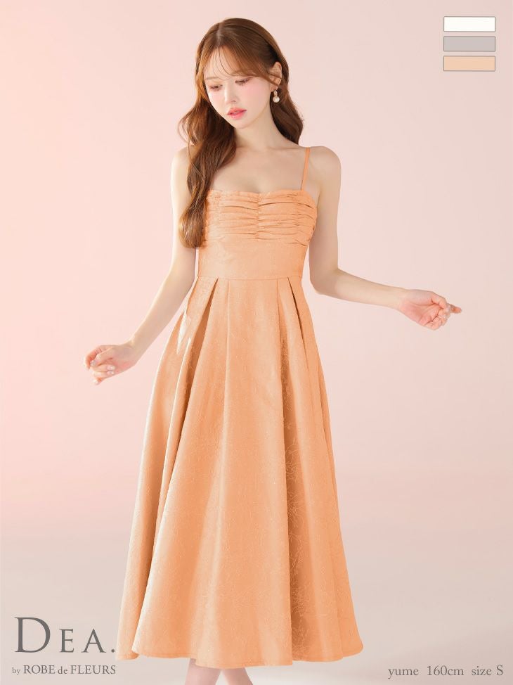 キャバドレス DEA. ROBE de FLEURS ディア ローブドフルール ギャザー ストーンジャガード キャミソール シンプル Aラインロングドレス 