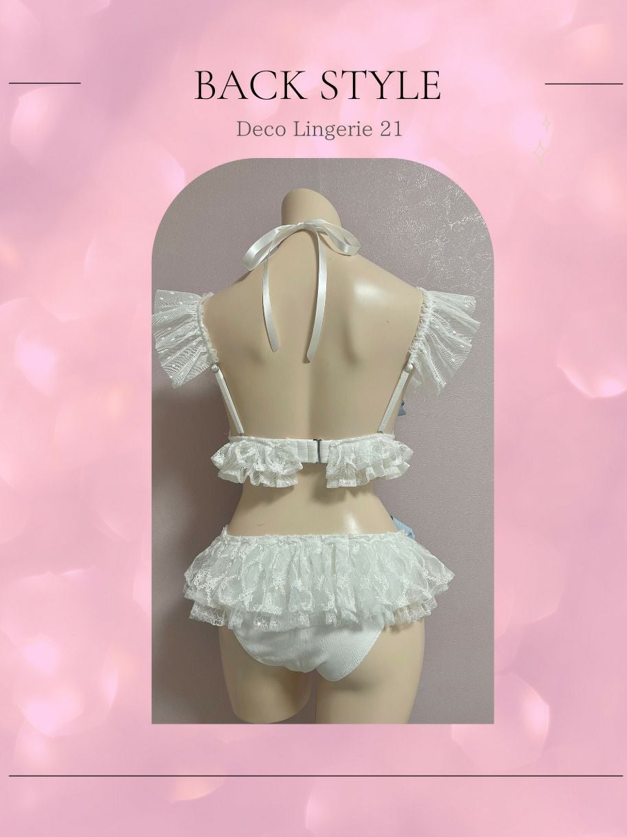 水着】【Deco Lingerie/デコランジェリー】フリル リボン 刺繍レース