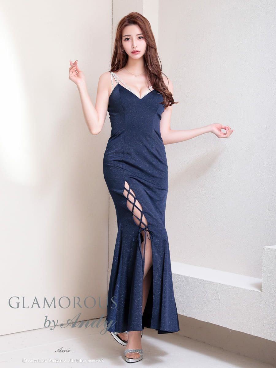 GLAMOROUS/グラマラス】ラインストーン キャミソール スリット レース