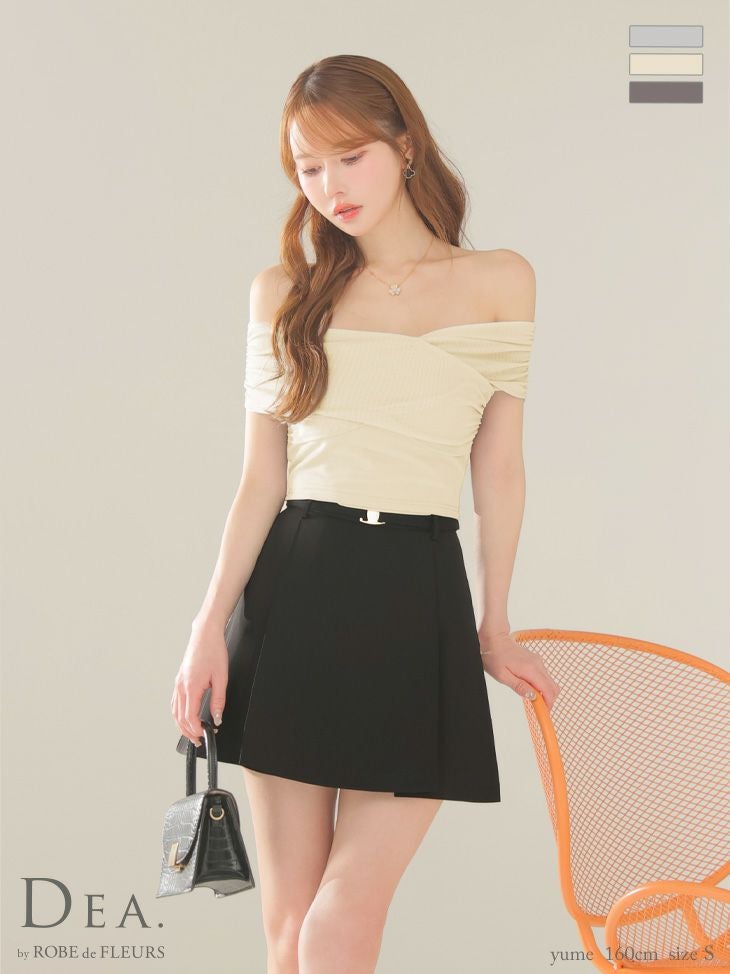 キャバドレス DEA. ROBE de FLEURS ディア ローブドフルール チュール オフショルダー セットアップ シンプル フレアミニドレス 