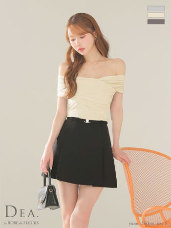 キャバドレス DEA. ROBE de FLEURS ディア ローブドフルール チュール オフショルダー セットアップ シンプル フレアミニドレス 