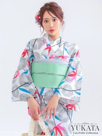 浴衣 白地 レトロ モダン 菊柄 個性的 ゆかた2点SET