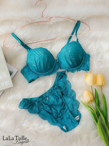 勝負下着 リバーレース 脇高 フェミニン ブラジャー＆ショーツ 2点セット