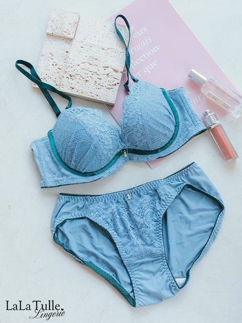 勝負下着 総レース パイピング シンプル サテン 脇高 ブラジャー ショーツ  2点セット