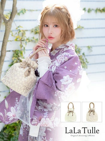 小物 デイジー 丸型 巾着 かごバッグ