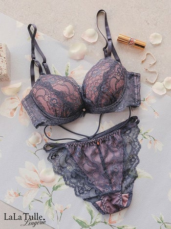 勝負下着 スカラップレース 脇高 シアー カップ ブラジャー＆ショーツ 2点セット