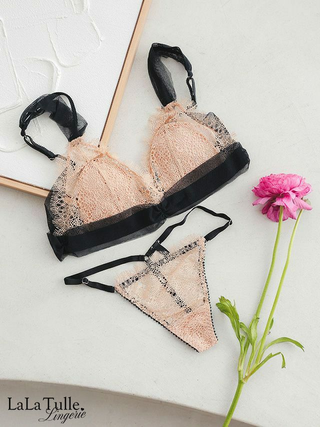 勝負下着 セクシー チュール レース カップ ブラジャー＆ショーツ 2点セット