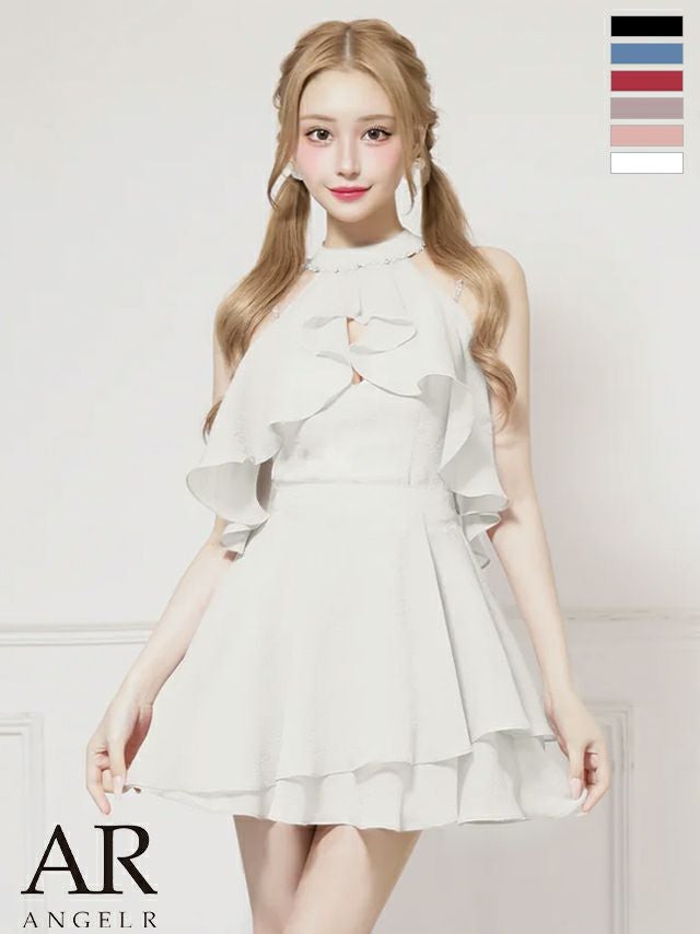 キャバドレス Angel R エンジェルアール ラメ ビジュー 2way キャミソール ホルターネック フレアミニドレス