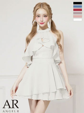 キャバドレス Angel R エンジェルアール ラメ ビジュー 2way キャミソール ホルターネック フレアミニドレス