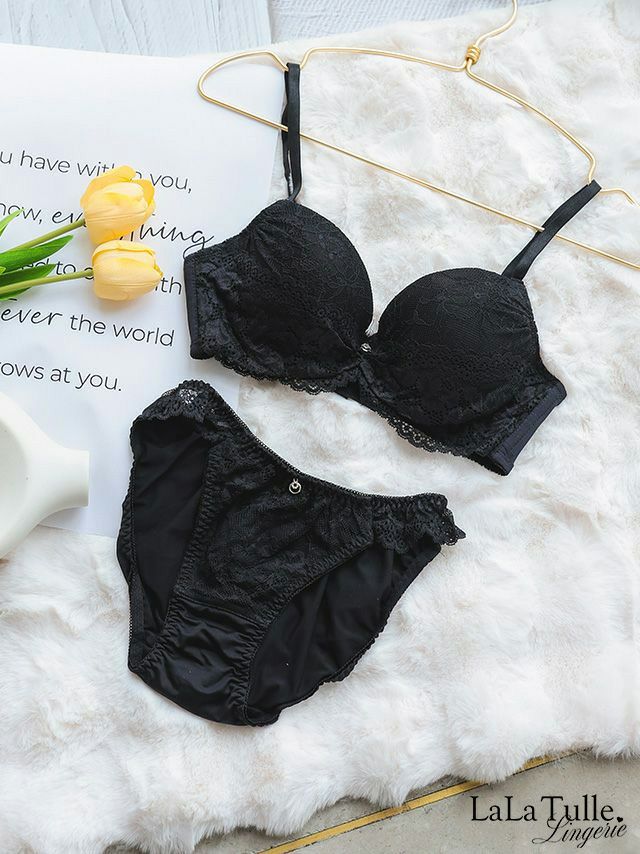 勝負下着 エレガント レース ギャザー カップ ブラジャー＆ショーツ 2点セット