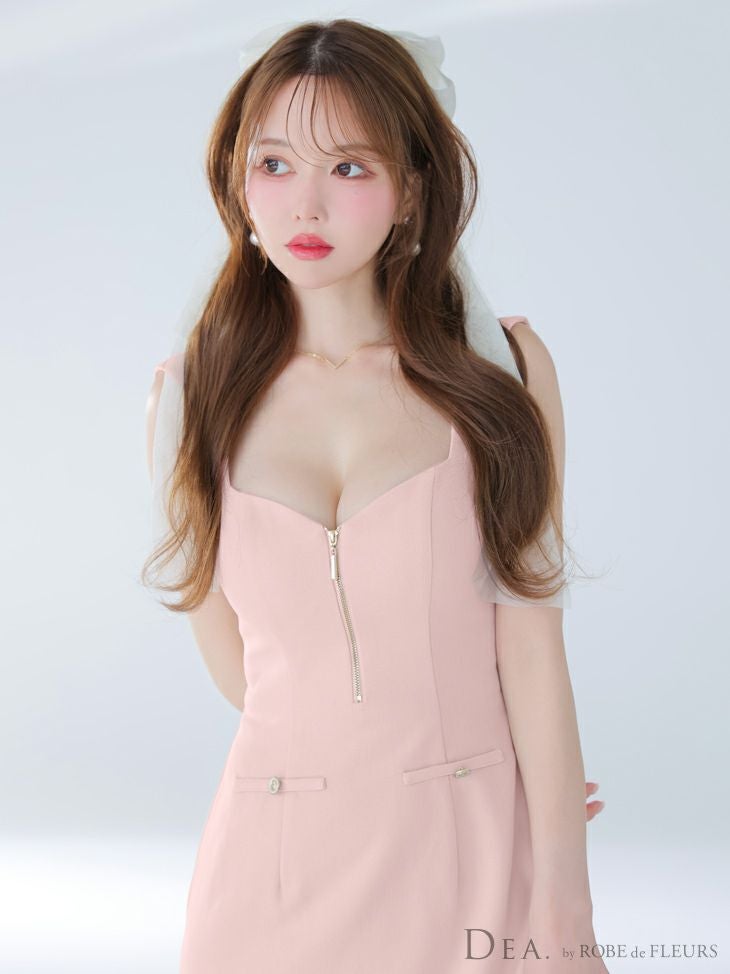 DEA. ROBE de FLEURS ジップ ノースリーブフレアミニドレス DEA.by ROBE de FLEURS/ディア】ジップデザイン ノースリーブ ワン