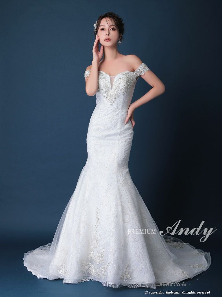 キャバドレス PREMIUM Andy オフショルダー スパンコール シースルー レースアップ フィッシュテール バースデー マーメイドロングドレス