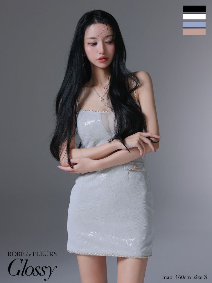 Glossy by ROBE de FLEURS/グロッシー】ラメチュール キャミソール