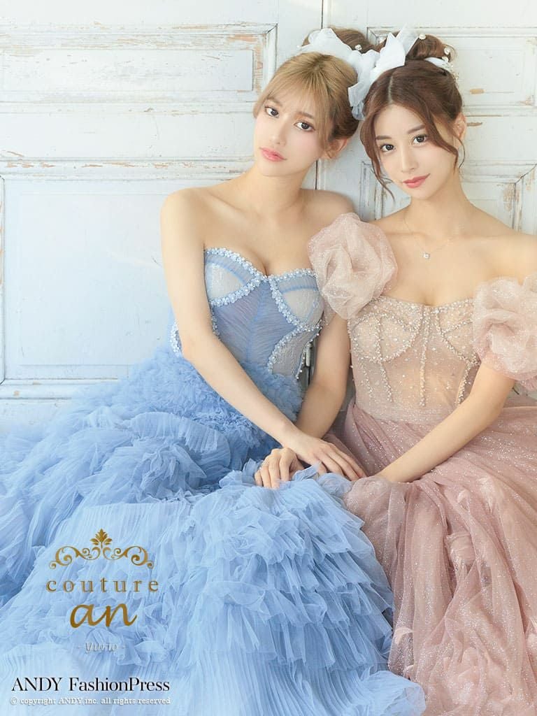 couture an/クチュール アン】ベアトップ シフォン フリル コルセット 