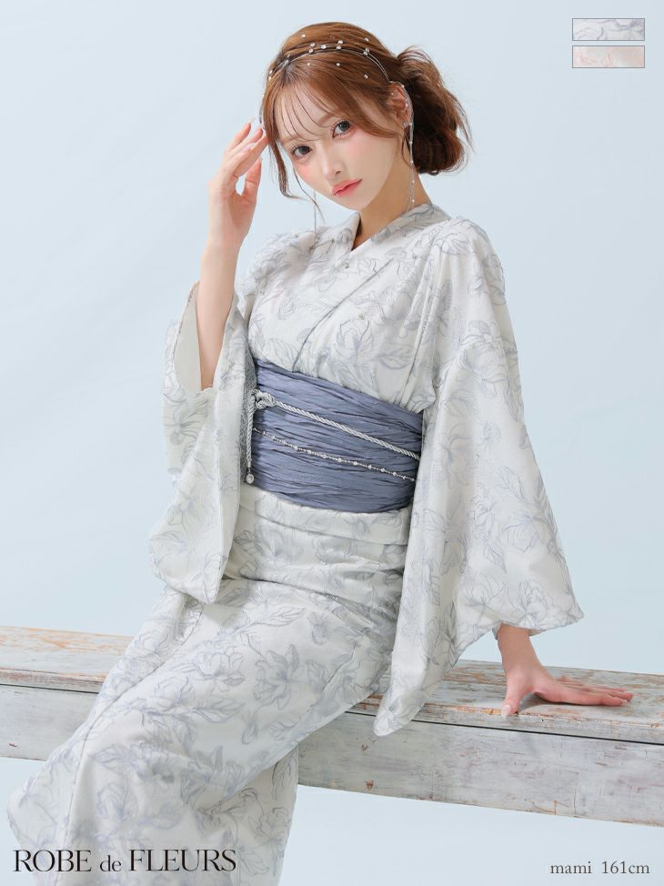 浴衣】【ROBEdeFLEURS/ローブドフルール】ビジュー ガーリー フラワー