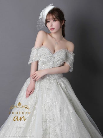 キャバドレス couture an オフショルダー オーガンジー ラメ スパンコール レースアップ バースデー Aラインロングドレス