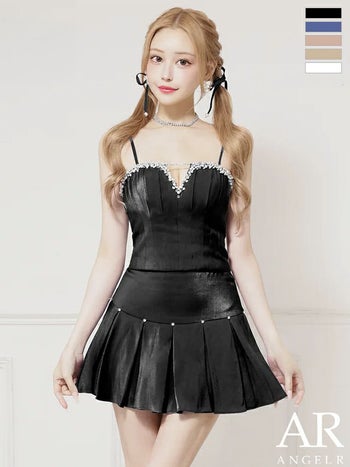 キャバドレス Angel R エンジェルアール プリーツ バストタック ベア キャミソール セットアップ ガーリー フレアミニドレス