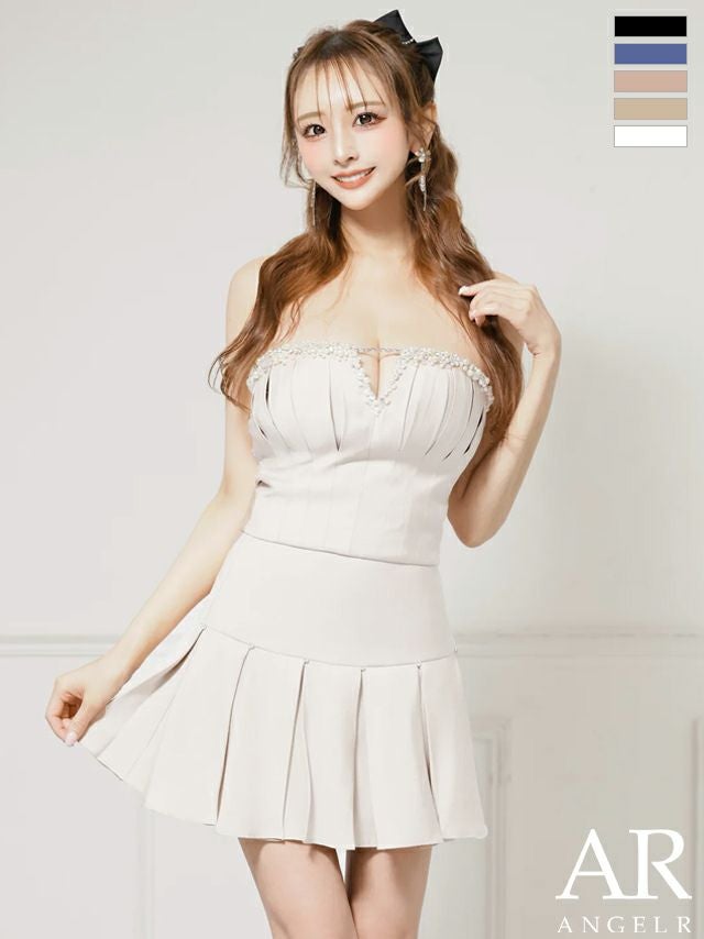 キャバドレス Angel R エンジェルアール ベア ガーリー キャミソール セットアップ プリーツ バストタック フレアミニドレス
