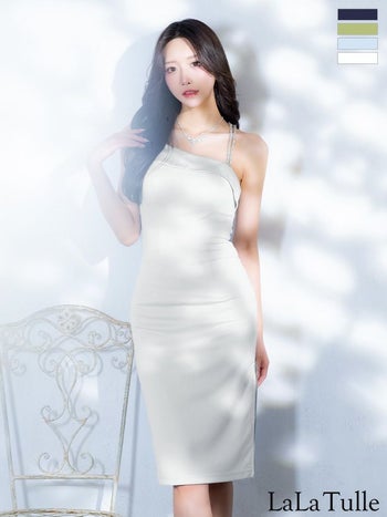 キャバドレス Veautt ヴュート アシンメトリー サテン ジップデザイン キャミソール セクシー 膝丈ドレス