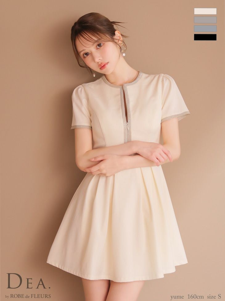 DEA.by ROBE de FLEURS/ディア】リボンベルトデザイン 袖フラワー刺繍