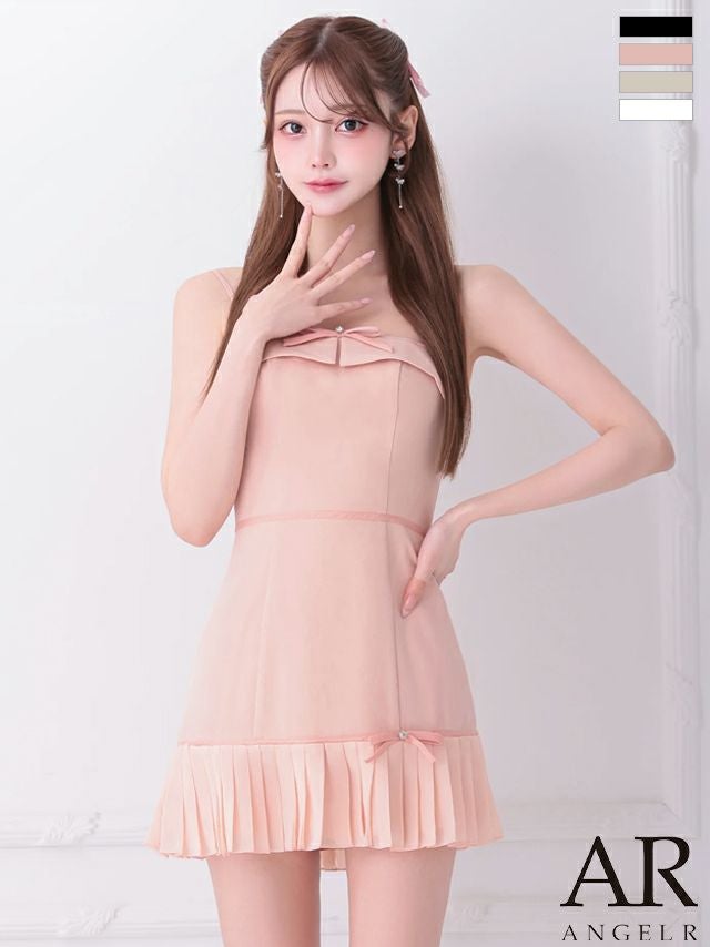 キャバドレス Angel R エンジェルアール バイカラー ガーリー キャミソール リボン プリーツ ガーリー フレアミニドレス