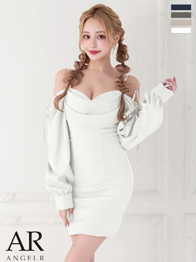 キャバドレス Angel R エンジェルアール 肩あき 長袖 2way バストドレープ タイトミニドレス