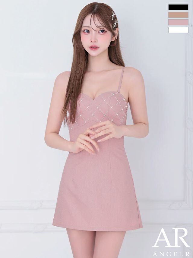 キャバドレス Angel R エンジェルアール フェミニン パール 2way キャミソール ビスチェ風 ノースリーブトップス フレアミニドレス