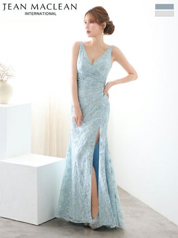 キャバドレス JEANMACLEAN ジャンマクレーン レース スリット フレア ノースリーブ Aラインロングドレス