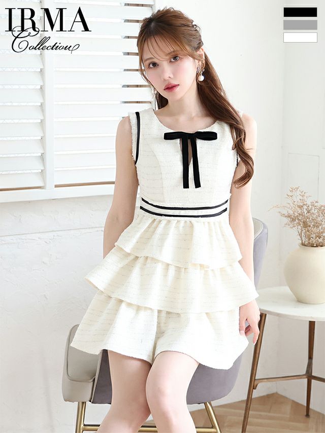 IRMA/イルマ】ホルターネック リボンブローチ ブラックレース ニット