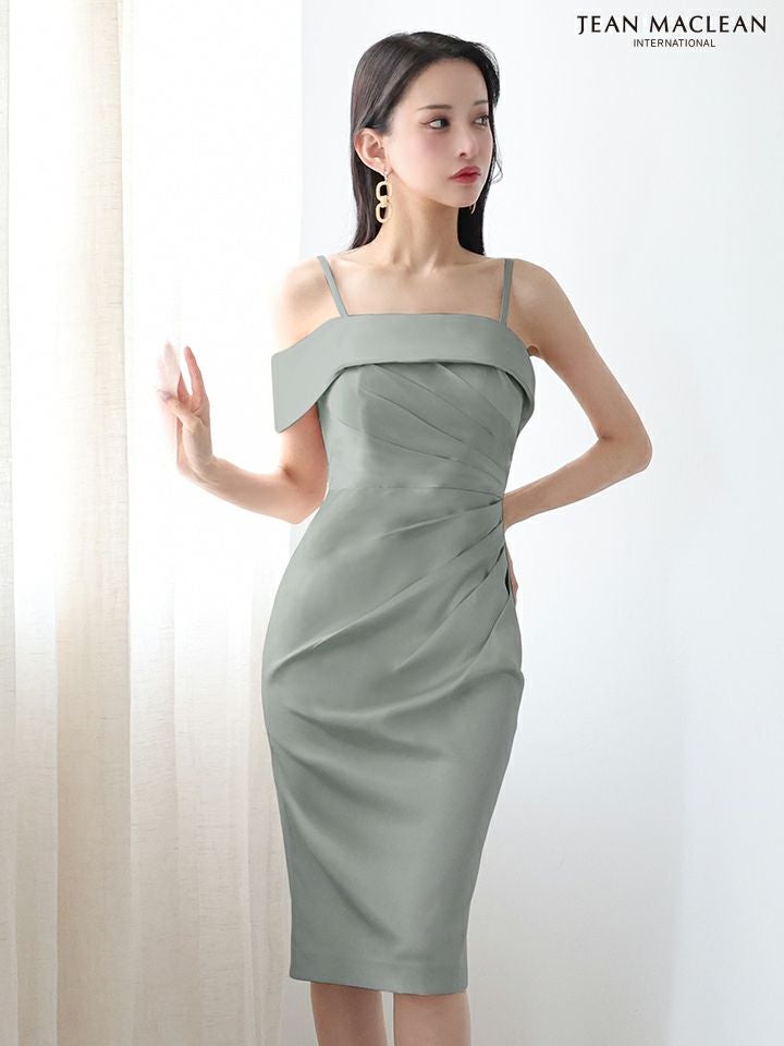 SALE【JEANMACLEAN/ジャンマクレーン】サテン タック ストレッチ ワン