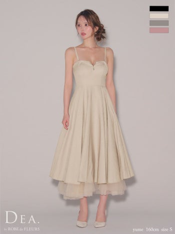 キャバドレス DEA.by ROBE de FLEURS ディア キャミソール ジップデザイン チュールレイヤード シンプル Aラインロングドレス