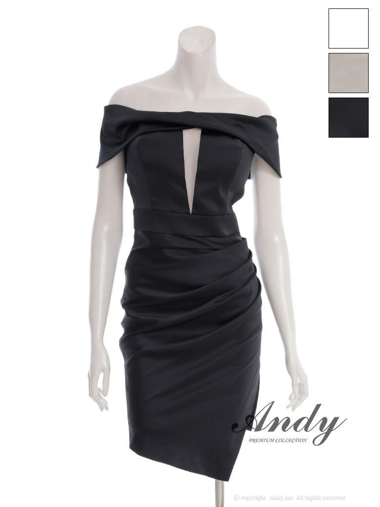 キャバドレス Andy アンディ アシンメトリー バストカット ワンカラー シンプル オフショルダー タイトミニドレス