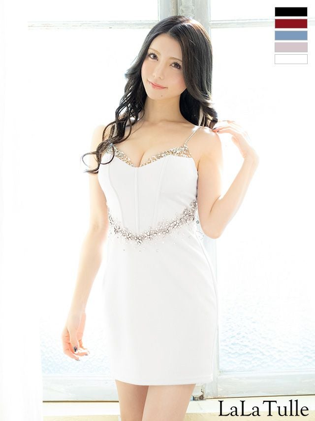 キャバドレス Angel R エンジェルアール セクシー ウエストビジュー ワンカラー キャミソール タイトミニドレス