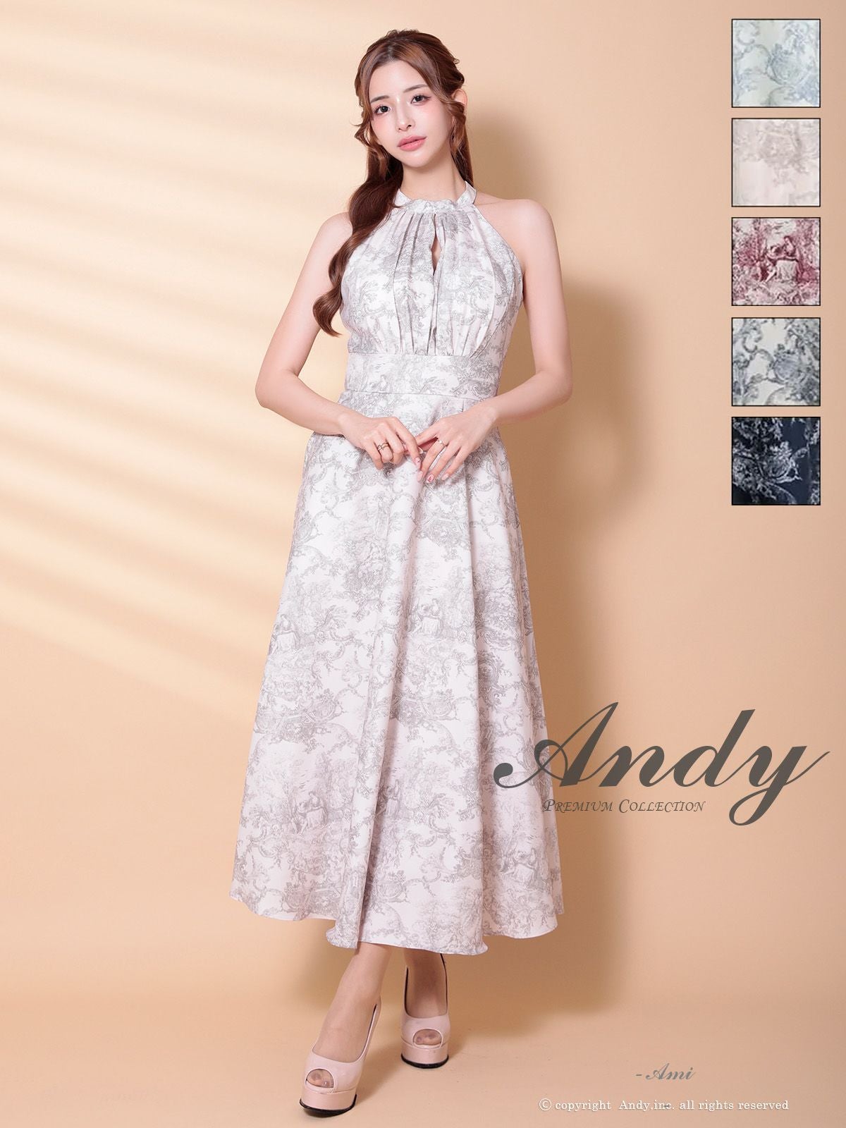 キャバドレス Andy アンディ トワルドゥジュイ シフォン カットデザイン ハイネック ホルターネック Aラインロングドレス