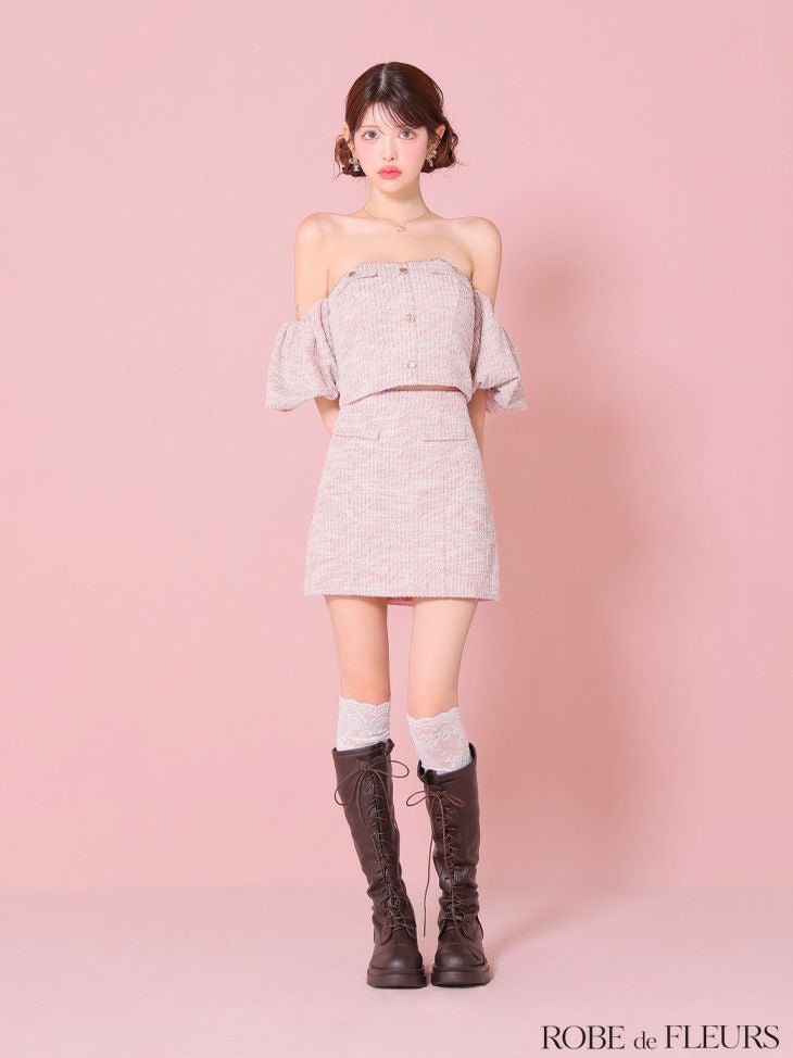 ROBEdeFLEURS/ローブドフルール】パフスリーブ セットアップ ニット
