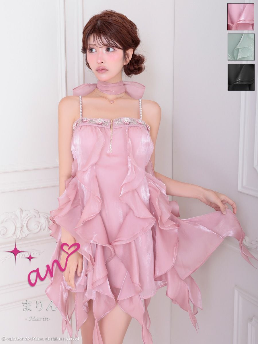 新品　an アシンメトリー　フリル　キャバドレス　ナイトドレス アシンメトリーフリルワンピース(キャバドレス・CABARETDRESS)[品番