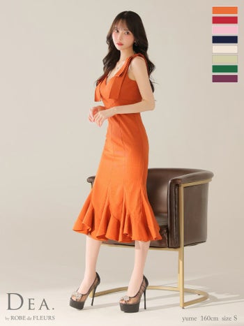 キャバドレス DEA. ROBE de FLEURS ディア ローブドフルール マーメード ノースリーブ ショルダーリボン タイト 膝丈ドレス