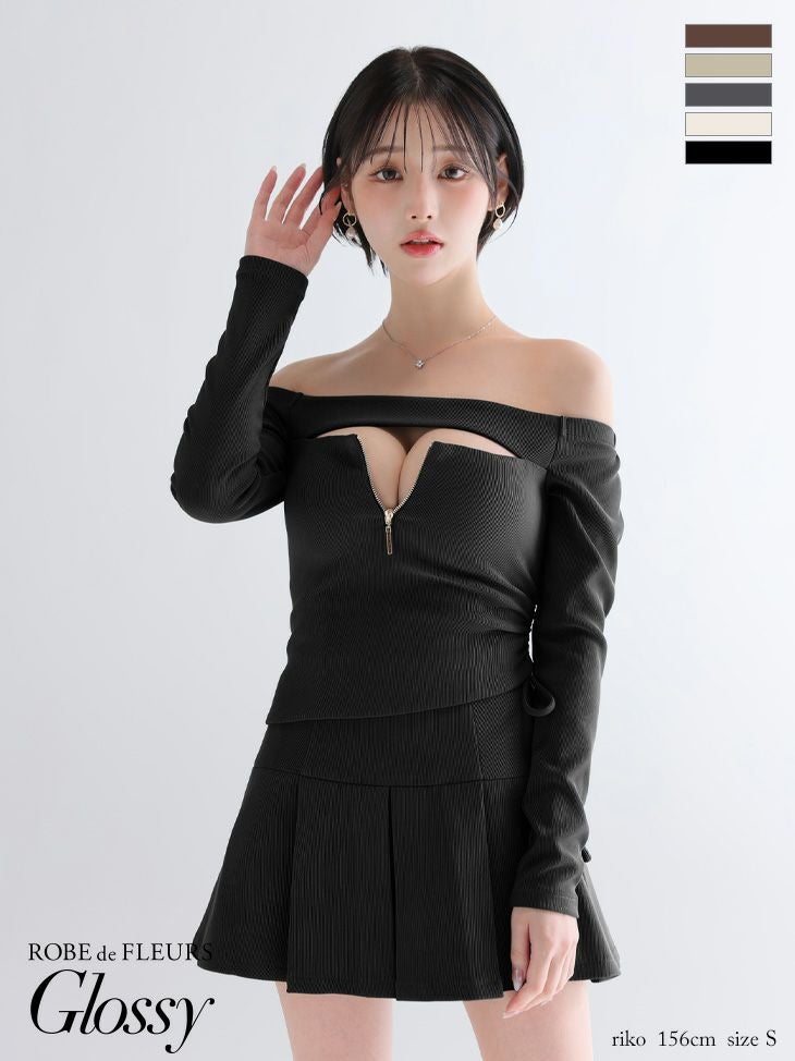 Glossy by ROBE de FLEURS/グロッシー】ジップデザイン バストカット