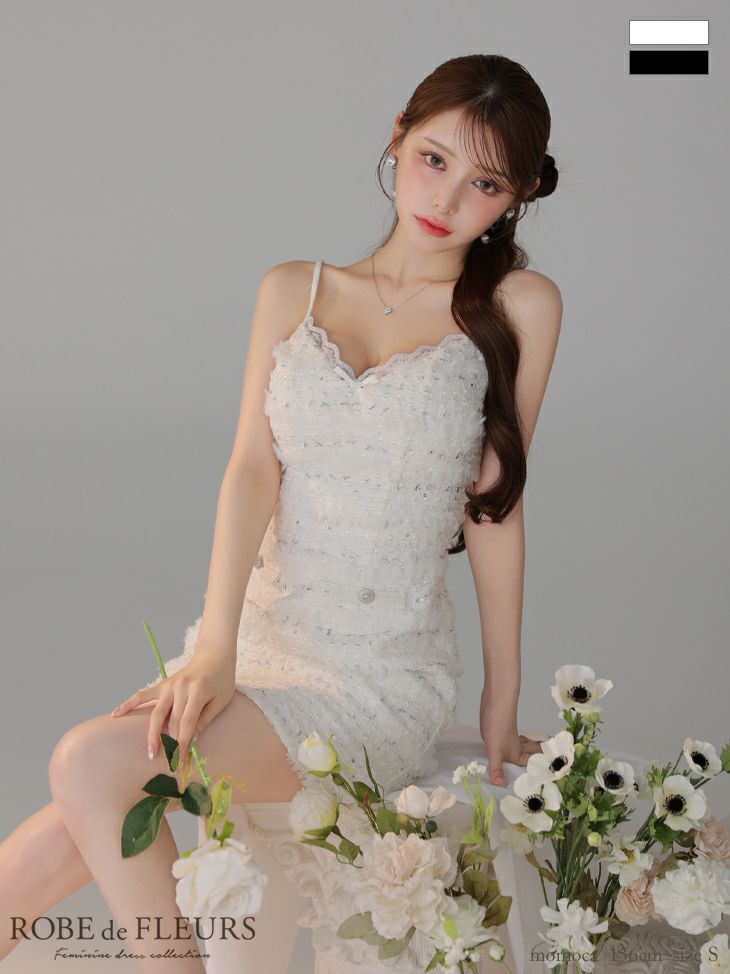 ROBEdeFLEURS/ローブドフルール】立体ラメ 刺繍レース×ペプラム