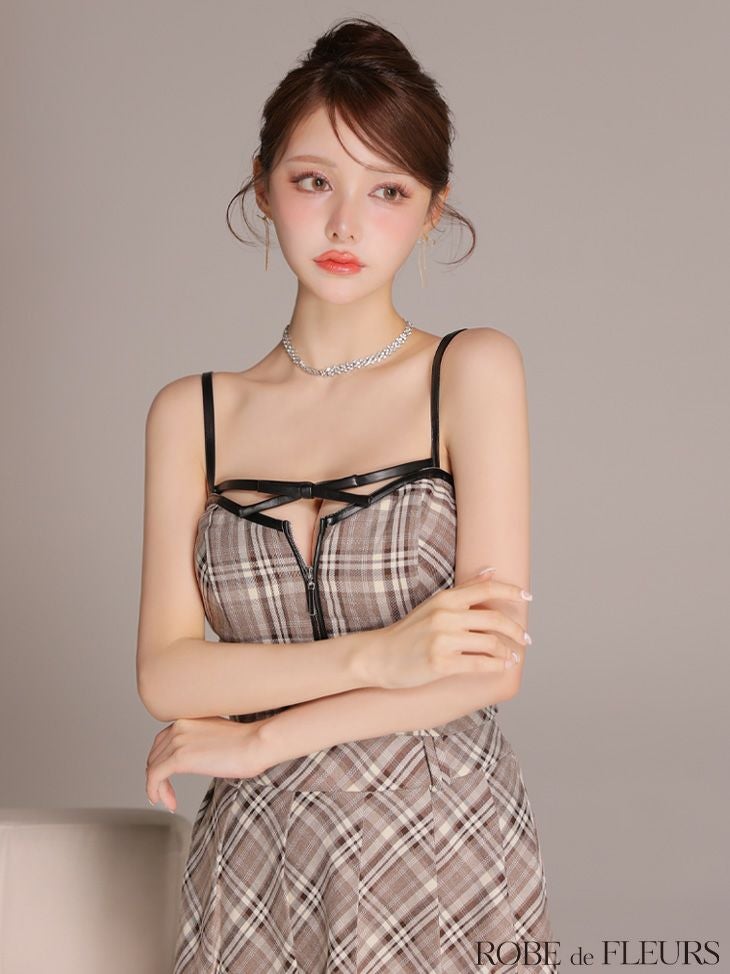 ROBEdeFLEURS/ローブドフルール】ガーリー キャミソール 2way レザー