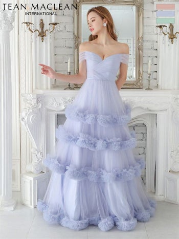 キャバドレス JEANMACLEAN ジャンマクレーン オフショルダー ボリューム バックスピンドル バースデー Aラインロングドレス