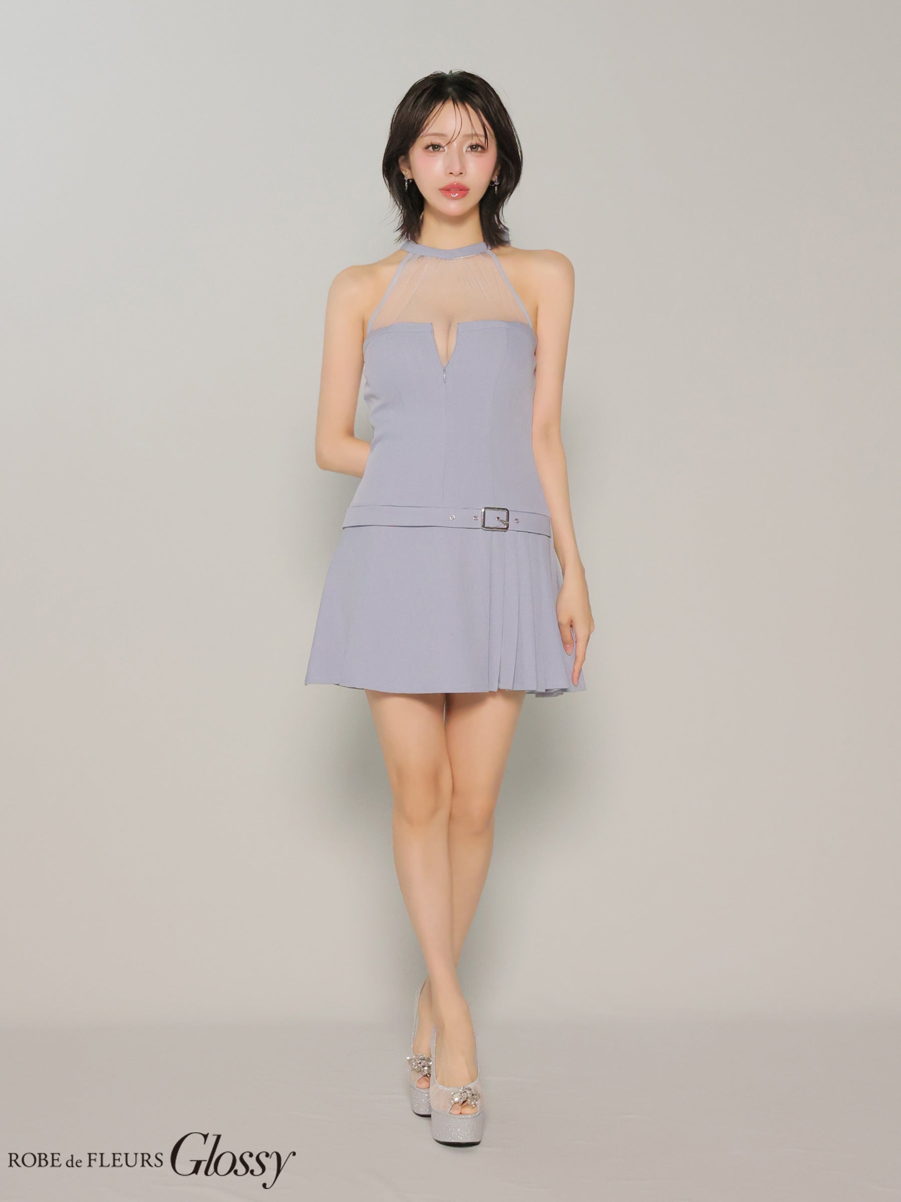 Glossy by ROBE de FLEURS/グロッシー】ホルターネック ジップデザイン